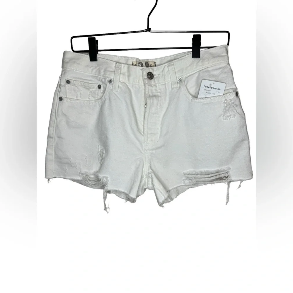 Free People We The Free Sophia Distressed Shorts Size 28 White